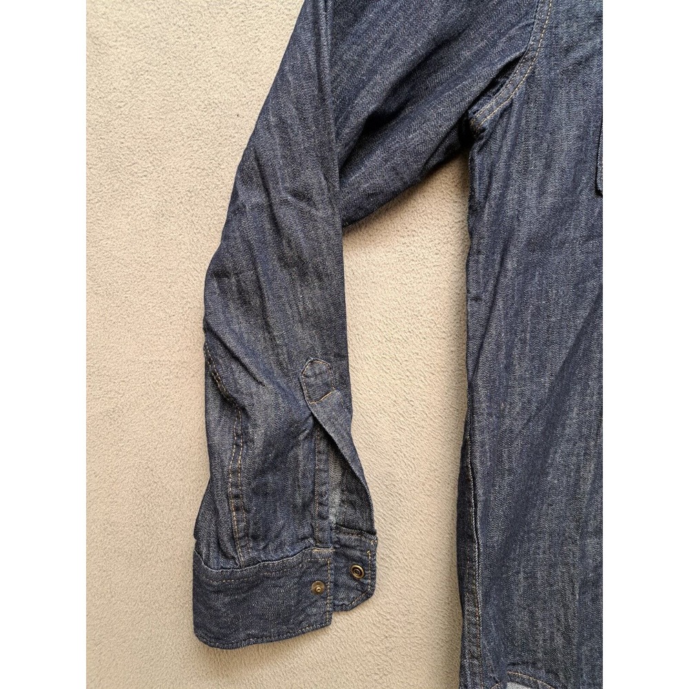 Wrangler Western Blue Denim Dark Wash Indigo Pearl Snap Shirt Men’s Size Medium - Picture 5 of 8